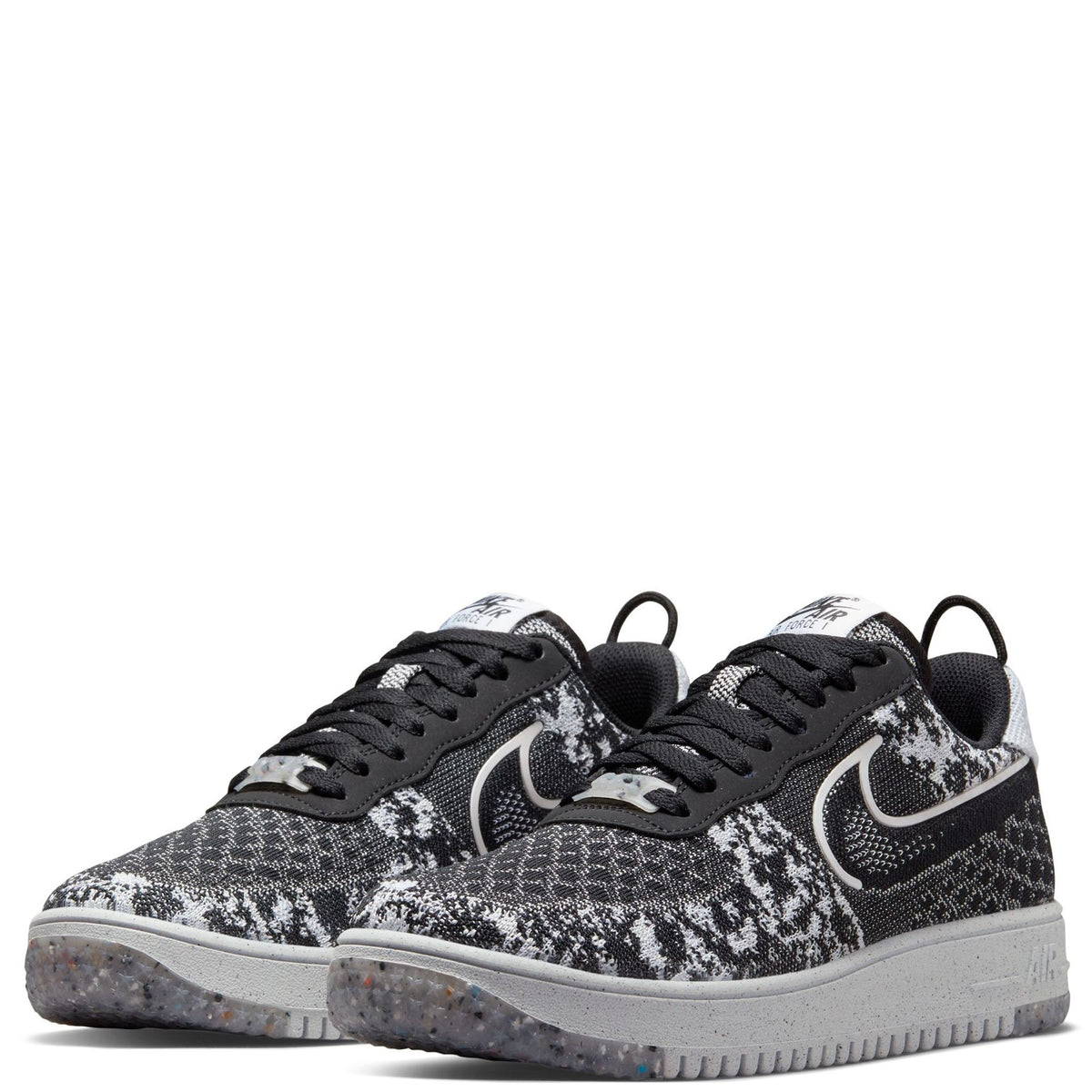Nike Air Force 1 Low Crater Flyknit - Black White Melange (Size US Mens 13)