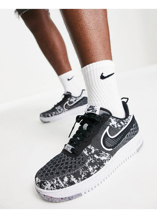 Nike Air Force 1 Low Crater Flyknit - Black White Melange (Size US Mens 13)