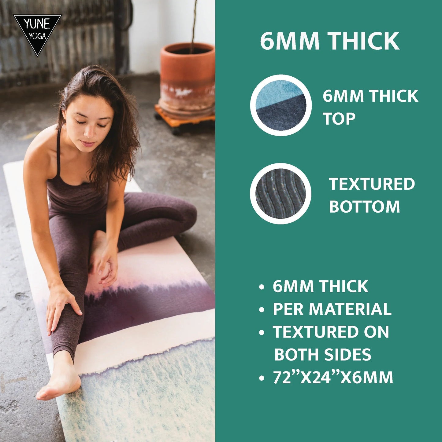 Red Rocks Grass Yoga Mat – 6 mm Extra Thick, Double-Sided Non-Slip, Eco-Friendly PER with Desert Canyon Design | Yune Yoga