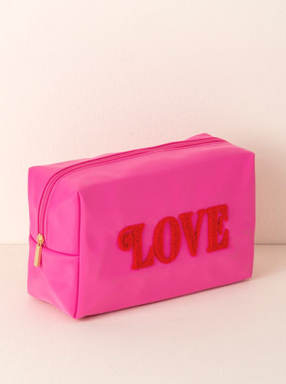 Shiraleah Cara "Love" Large Cosmetic Pouch, Pink by Shiraleah