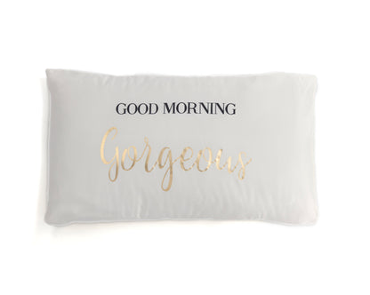 Shiraleah Set Of 2 "Good Morning Gorgeous / Hello There Handsome" Standard Pillow Cases,Ivory - FINAL SALE ONLY by Shiraleah