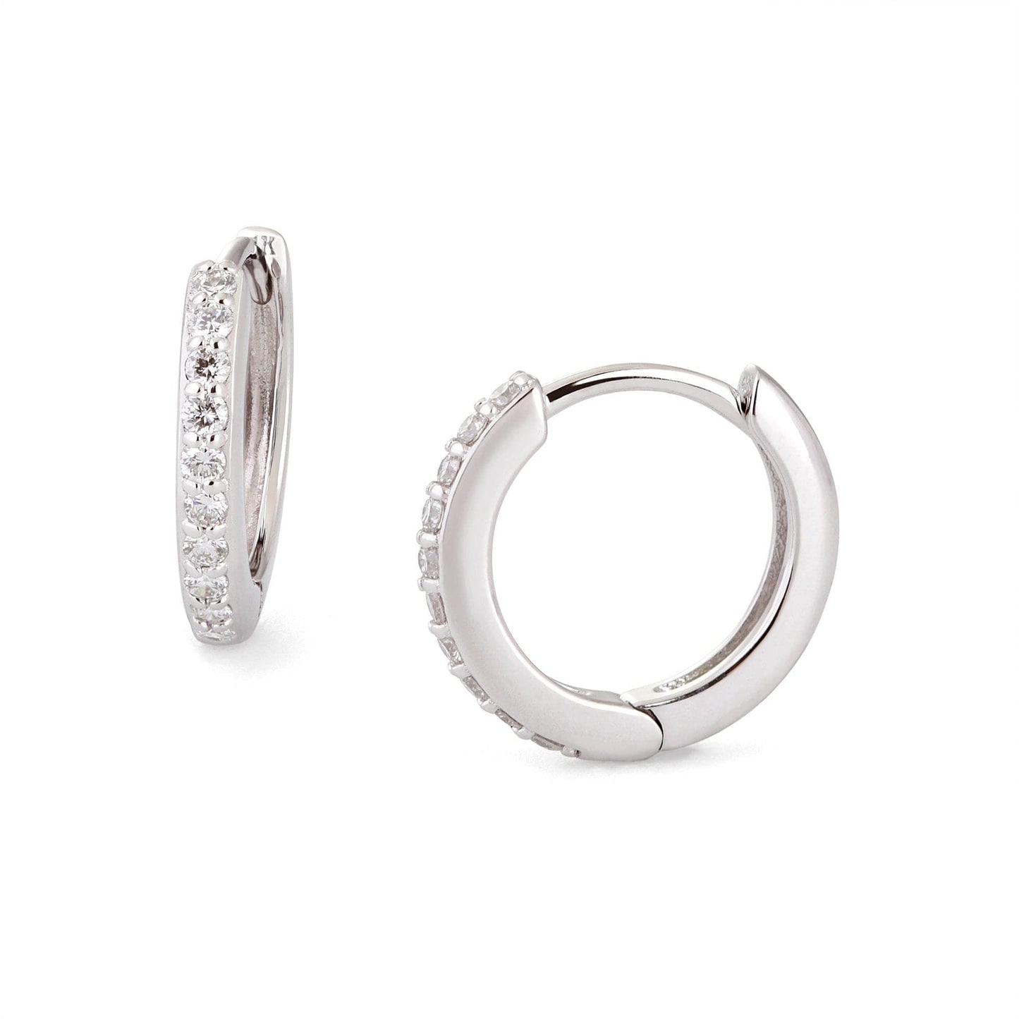 12.5mm Diamond And 14k White Gold Huggies by eklexic
