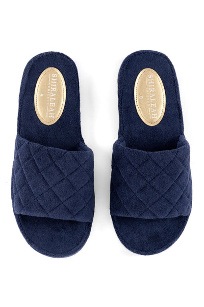 Shiraleah Sol Terry Pool Slides, Navy by Shiraleah