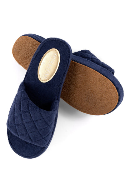 Shiraleah Sol Terry Pool Slides, Navy by Shiraleah