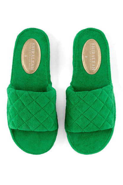 Shiraleah Sol Terry Pool Slides, Green by Shiraleah