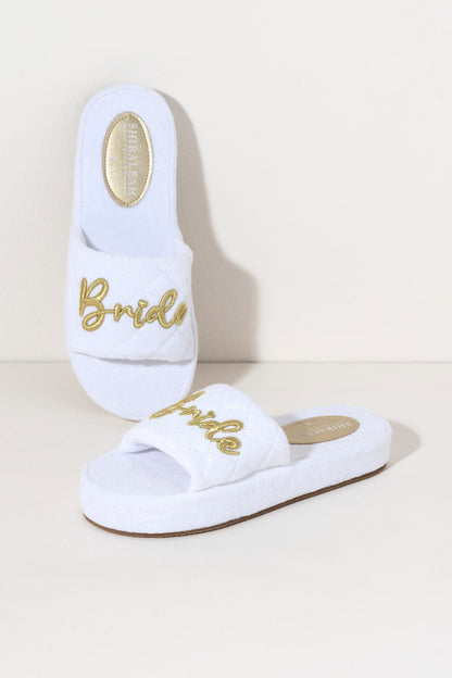Shiraleah Terry "Bride" Pool Slides, White by Shiraleah