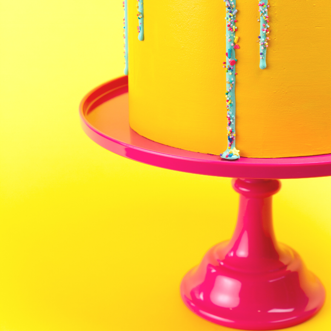 Hot Pink Pedestal Cake Stand by Sprinkles & Confetti | Party Boxes & Party Supplies
