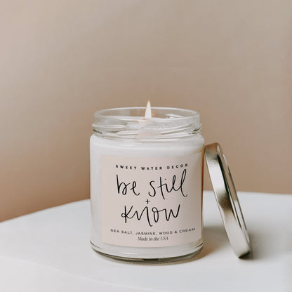 Be Still and Know Soy Candle - Clear Jar - 9 oz by Sweet Water Decor