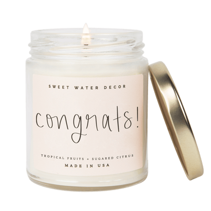 Congrats! Soy Candle - Clear Jar - 9 oz by Sweet Water Decor