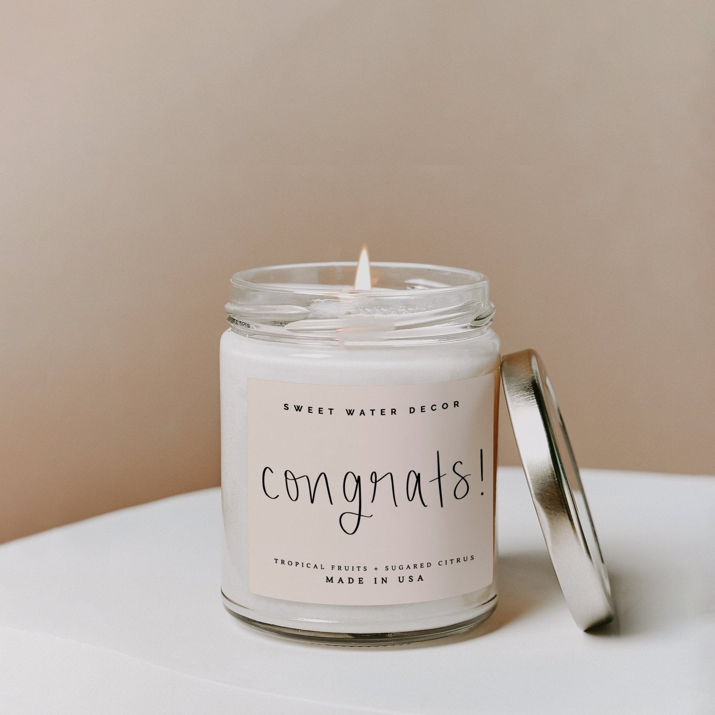 Congrats! Soy Candle - Clear Jar - 9 oz by Sweet Water Decor