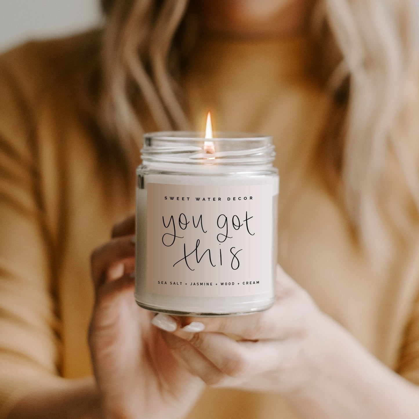 You Got This Soy Candle - Clear Jar - 9 oz by Sweet Water Decor