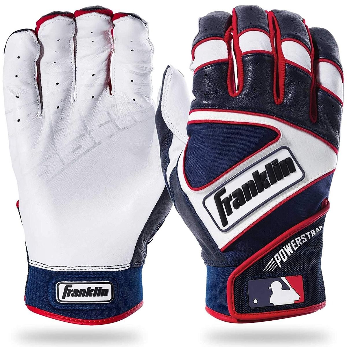 Franklin Power Strap Adult Batting Gloves 20462XX - Navy / White / Red