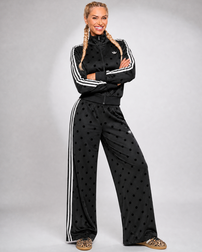 Black Satin Polka Dots (Adidas Women's TT Track Set) - *Sold Separately