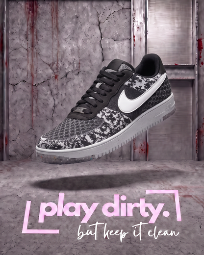 Nike Air Force 1 Low Crater Flyknit - Black White Melange (Size US Mens 13)