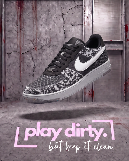 Nike Air Force 1 Low Crater Flyknit - Black White Melange (Size US Mens 13)