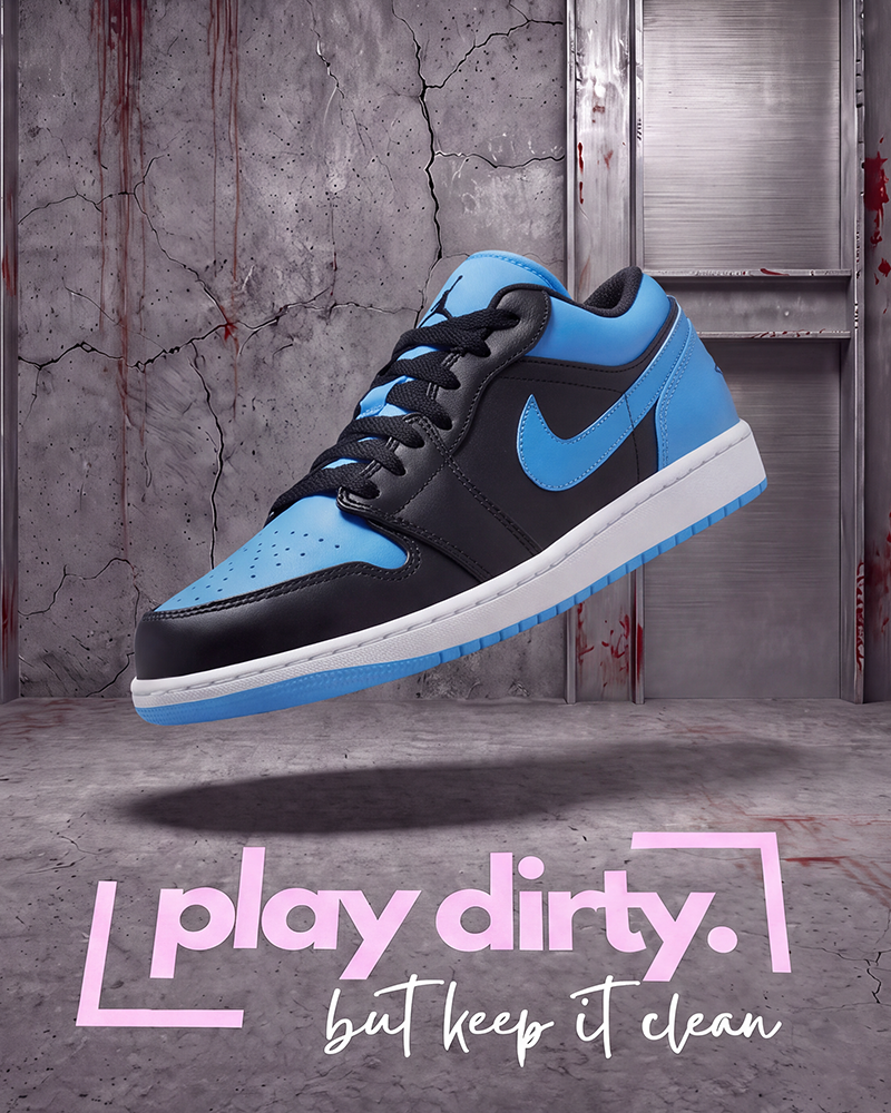 Jordan 1 Low - Black University Blue (Size US Mens 13)