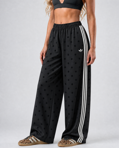 Black Satin Polka Dots (Adidas Women's TT Track Set) - *Sold Separately