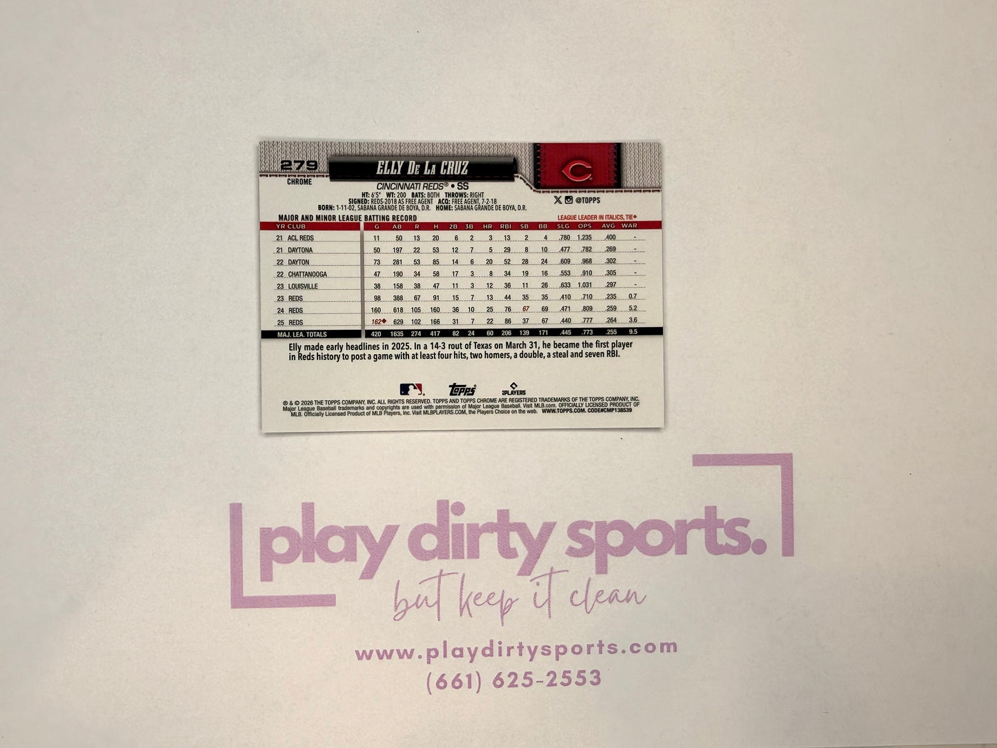 Elly De La Cruz -5/0 (2026 Topps Chrome Frozen Fractor)