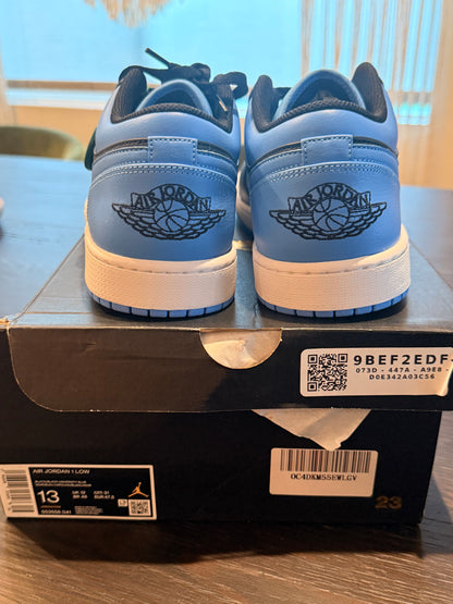 Jordan 1 Low - Black University Blue (Size US Mens 13)