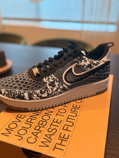 Nike Air Force 1 Low Crater Flyknit - Black White Melange (Size US Mens 13)