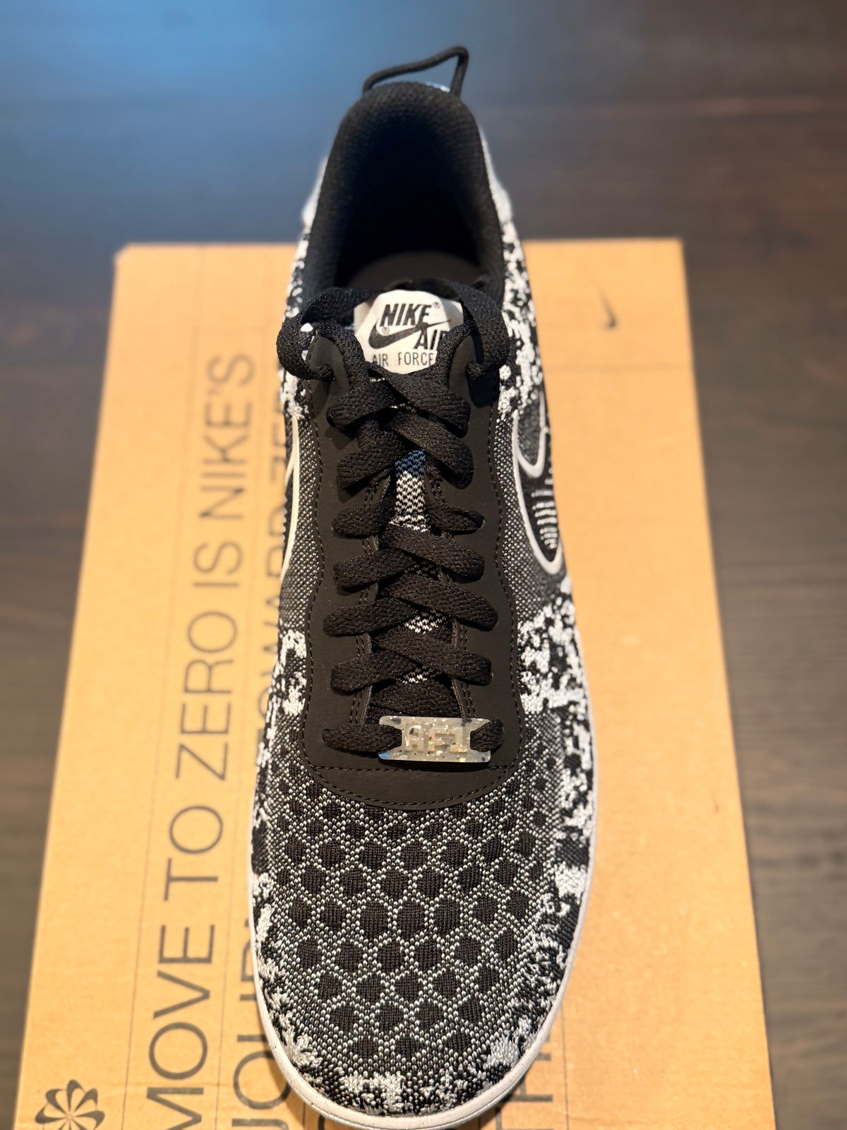 Nike Air Force 1 Low Crater Flyknit - Black White Melange (Size US Mens 13)