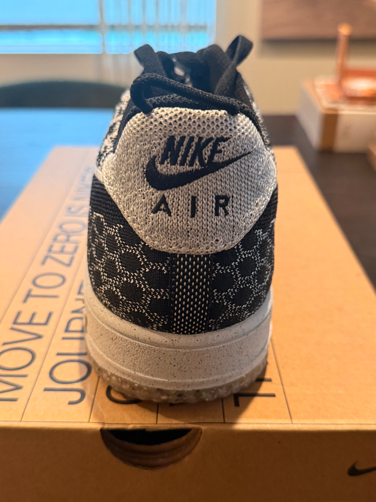Nike Air Force 1 Low Crater Flyknit - Black White Melange (Size US Mens 13)