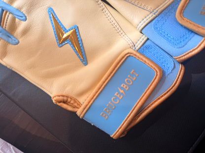*Bruce Bolt Short Cuff (Creator Series Ivory Blue Batting Gloves)