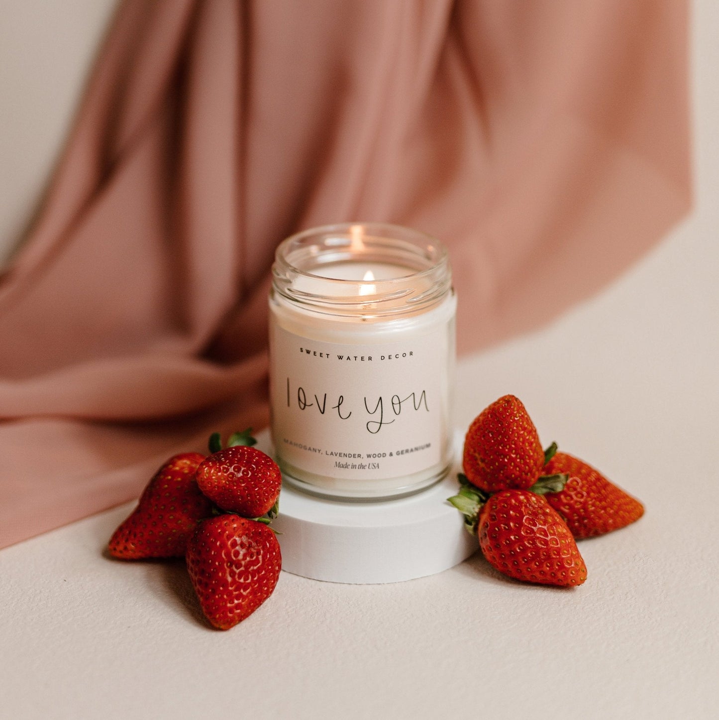 Love You Soy Candle - Clear Jar - 9 oz by Sweet Water Decor