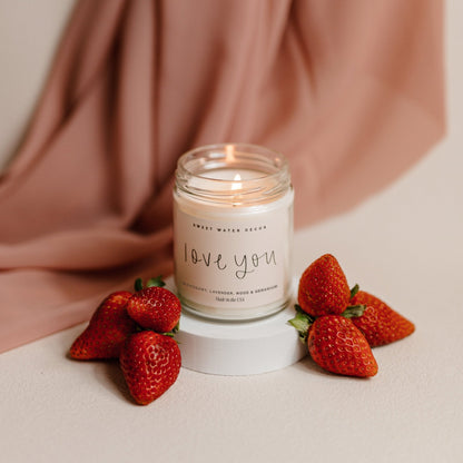 Love You Soy Candle - Clear Jar - 9 oz by Sweet Water Decor