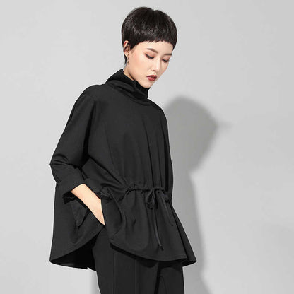 Tsyua Drawstring Turtleneck Sweatshirt by Marigold Shadows