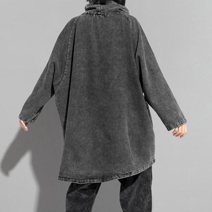 Reon Turtleneck Loose Denim Sweatshirt by Marigold Shadows