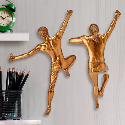 Tall Rock Climbing Wall Sculpture Figures, Wall Art Decor Sculpture by Gute (Set of 2) 11.5" - Man & Woman - Marathon Rappelling Perfect Bedroom Home Office Company Décor Gift, Sports & Outdoors by Gute Decor