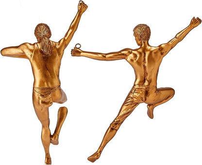 Tall Rock Climbing Wall Sculpture Figures, Wall Art Decor Sculpture by Gute (Set of 2) 11.5" - Man & Woman - Marathon Rappelling Perfect Bedroom Home Office Company Décor Gift, Sports & Outdoors by Gute Decor