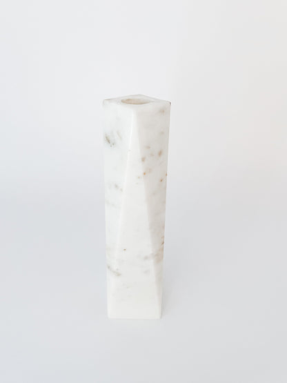 White Marble Mother of Pearl Candle Holders by Anaya